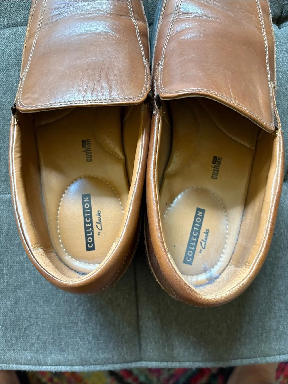 Clarks Men's Dresslite Step Dark Tan Leather Slip-On Loafers